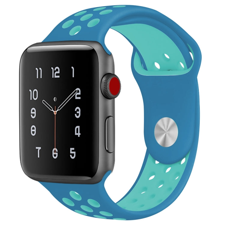 For Apple Watch Series 7 41mm / 6 & SE & 5 & 4 40mm / 3 & 2 & 1 38mm Fashionable Classical Silicone Sport Watch Band(Blue) by bashfashion