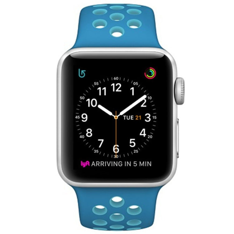 For Apple Watch Series 7 41mm / 6 & SE & 5 & 4 40mm / 3 & 2 & 1 38mm Fashionable Classical Silicone Sport Watch Band(Blue) by bashfashion