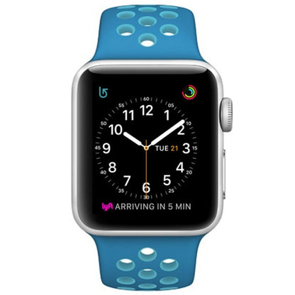 For Apple Watch Series 7 41mm / 6 & SE & 5 & 4 40mm / 3 & 2 & 1 38mm Fashionable Classical Silicone Sport Watch Band(Blue) by bashfashion