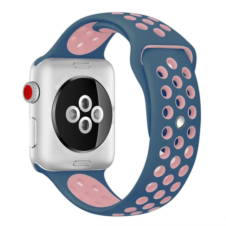 For Apple Watch Series 7 41mm / 6 & SE & 5 & 4 40mm / 3 & 2 & 1 38mm Fashionable Classical Silicone Sport Watch Band(Blue Powder) by bashfashion
