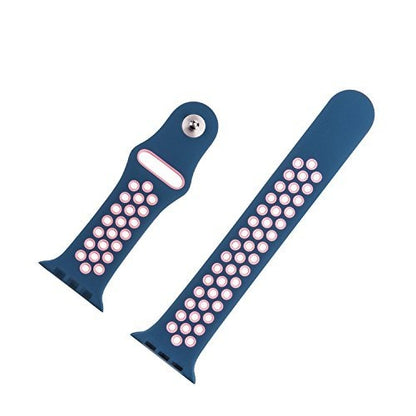 For Apple Watch Series 7 41mm / 6 & SE & 5 & 4 40mm / 3 & 2 & 1 38mm Fashionable Classical Silicone Sport Watch Band(Blue Powder) by bashfashion