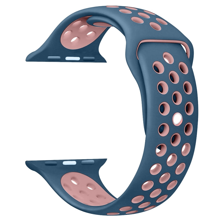 For Apple Watch Series 7 41mm / 6 & SE & 5 & 4 40mm / 3 & 2 & 1 38mm Fashionable Classical Silicone Sport Watch Band(Blue Powder) by bashfashion