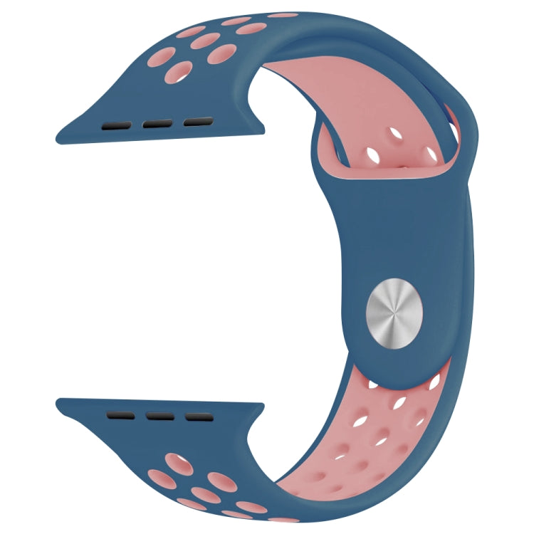 For Apple Watch Series 7 41mm / 6 & SE & 5 & 4 40mm / 3 & 2 & 1 38mm Fashionable Classical Silicone Sport Watch Band(Blue Powder) by bashfashion