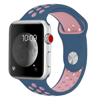 For Apple Watch Series 7 41mm / 6 & SE & 5 & 4 40mm / 3 & 2 & 1 38mm Fashionable Classical Silicone Sport Watch Band(Blue Powder) by bashfashion