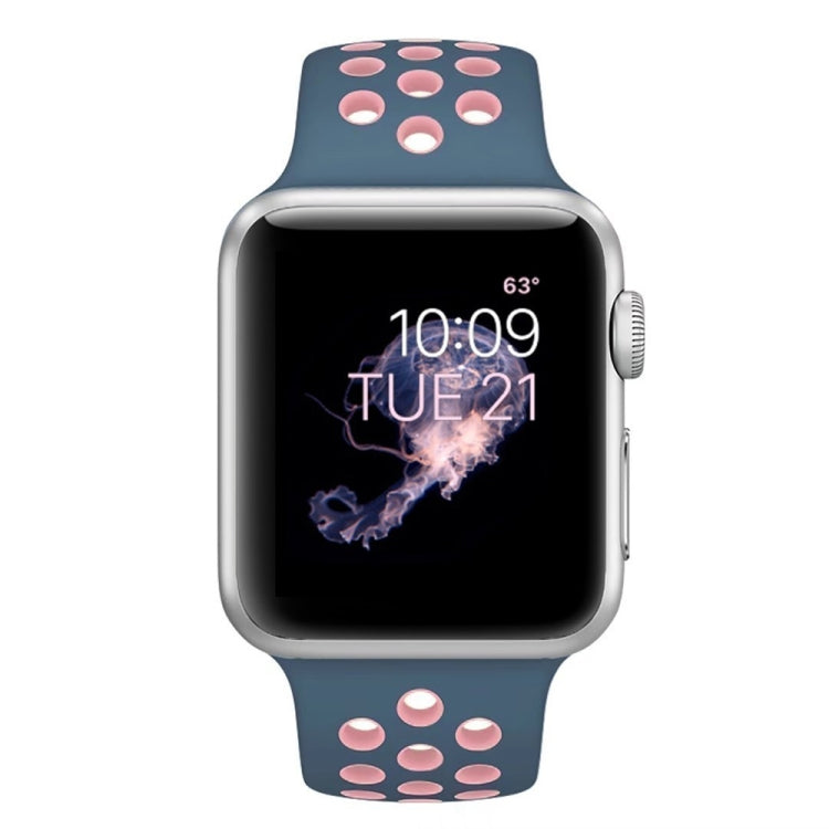 For Apple Watch Series 7 41mm / 6 & SE & 5 & 4 40mm / 3 & 2 & 1 38mm Fashionable Classical Silicone Sport Watch Band(Blue Powder) by bashfashion