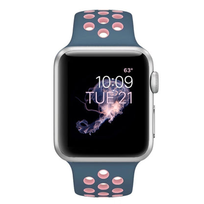 For Apple Watch Series 7 41mm / 6 & SE & 5 & 4 40mm / 3 & 2 & 1 38mm Fashionable Classical Silicone Sport Watch Band(Blue Powder) by bashfashion