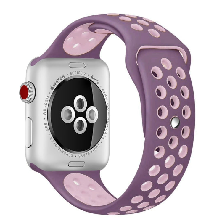 For Apple Watch Series 7 41mm / 6 & SE & 5 & 4 40mm / 3 & 2 & 1 38mm Fashionable Classical Silicone Sport Watch Band(Purple Powder) by bashfashion