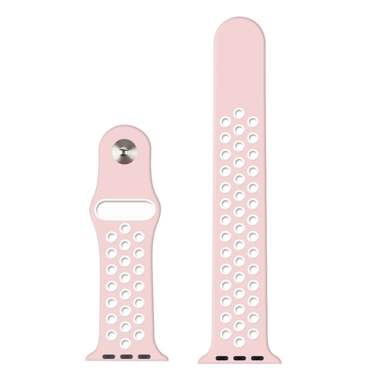 For Apple Watch Series 7 41mm / 6 & SE & 5 & 4 40mm / 3 & 2 & 1 38mm Fashionable Classical Silicone Sport Watch Band (Pink White) by bashfashion