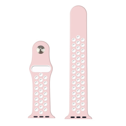 For Apple Watch Series 7 41mm / 6 & SE & 5 & 4 40mm / 3 & 2 & 1 38mm Fashionable Classical Silicone Sport Watch Band (Pink White) by bashfashion