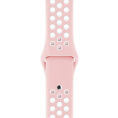 For Apple Watch Series 7 41mm / 6 & SE & 5 & 4 40mm / 3 & 2 & 1 38mm Fashionable Classical Silicone Sport Watch Band (Pink White) by bashfashion