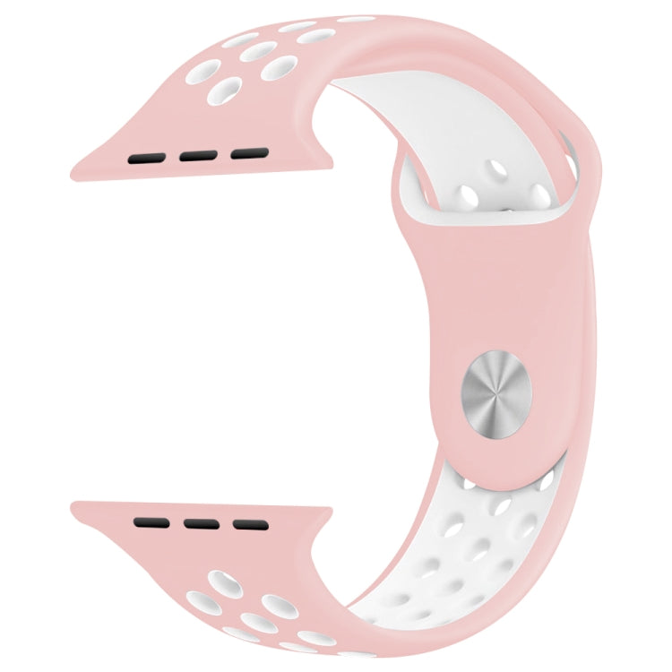 For Apple Watch Series 7 41mm / 6 & SE & 5 & 4 40mm / 3 & 2 & 1 38mm Fashionable Classical Silicone Sport Watch Band (Pink White) by bashfashion