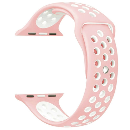 For Apple Watch Series 7 41mm / 6 & SE & 5 & 4 40mm / 3 & 2 & 1 38mm Fashionable Classical Silicone Sport Watch Band (Pink White) by bashfashion
