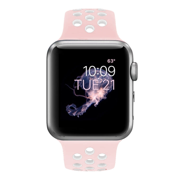 For Apple Watch Series 7 41mm / 6 & SE & 5 & 4 40mm / 3 & 2 & 1 38mm Fashionable Classical Silicone Sport Watch Band (Pink White) by bashfashion