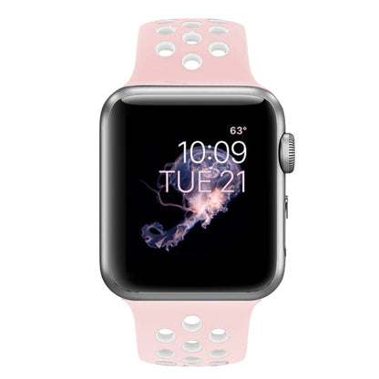 For Apple Watch Series 7 41mm / 6 & SE & 5 & 4 40mm / 3 & 2 & 1 38mm Fashionable Classical Silicone Sport Watch Band (Pink White) by bashfashion