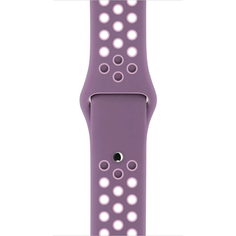 For Apple Watch Series 7 41mm / 6 & SE & 5 & 4 40mm / 3 & 2 & 1 38mm Fashionable Classical Silicone Sport Watch Band(Purple Powder) by bashfashion