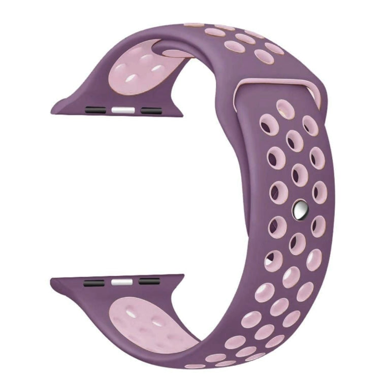 For Apple Watch Series 7 41mm / 6 & SE & 5 & 4 40mm / 3 & 2 & 1 38mm Fashionable Classical Silicone Sport Watch Band(Purple Powder) by bashfashion