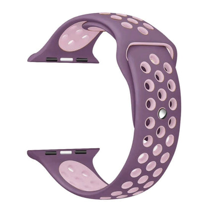 For Apple Watch Series 7 41mm / 6 & SE & 5 & 4 40mm / 3 & 2 & 1 38mm Fashionable Classical Silicone Sport Watch Band(Purple Powder) by bashfashion