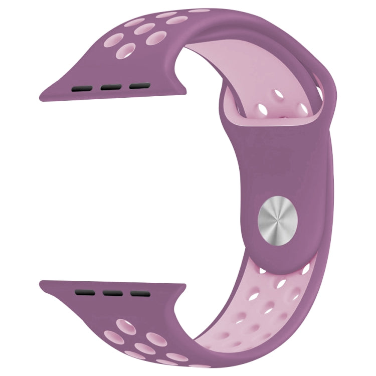 For Apple Watch Series 7 41mm / 6 & SE & 5 & 4 40mm / 3 & 2 & 1 38mm Fashionable Classical Silicone Sport Watch Band(Purple Powder) by bashfashion
