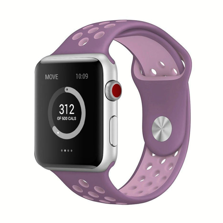 For Apple Watch Series 7 41mm / 6 & SE & 5 & 4 40mm / 3 & 2 & 1 38mm Fashionable Classical Silicone Sport Watch Band(Purple Powder) by bashfashion