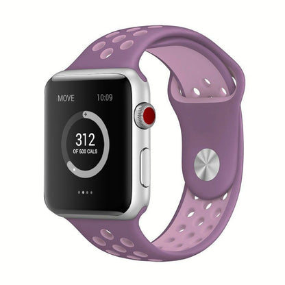 For Apple Watch Series 7 41mm / 6 & SE & 5 & 4 40mm / 3 & 2 & 1 38mm Fashionable Classical Silicone Sport Watch Band(Purple Powder) by bashfashion