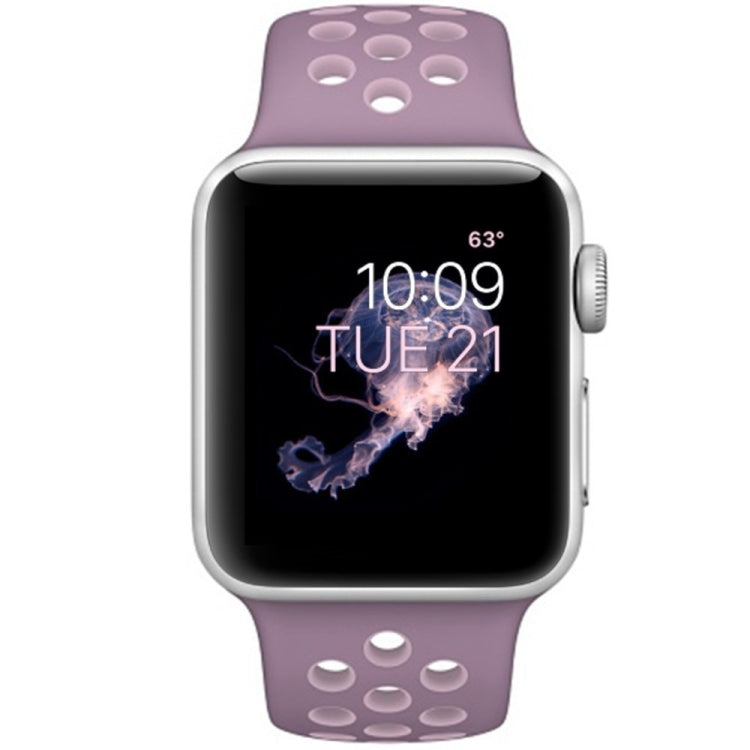 For Apple Watch Series 7 41mm / 6 & SE & 5 & 4 40mm / 3 & 2 & 1 38mm Fashionable Classical Silicone Sport Watch Band(Purple Powder) by bashfashion