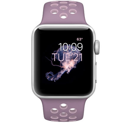 For Apple Watch Series 7 41mm / 6 & SE & 5 & 4 40mm / 3 & 2 & 1 38mm Fashionable Classical Silicone Sport Watch Band(Purple Powder) by bashfashion