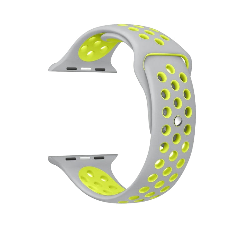 For Apple Watch Series 7 41mm / 6 & SE & 5 & 4 40mm / 3 & 2 & 1 38mm Fashionable Classical Silicone Sport Watch Band(Grey Yellow) by bashfashion