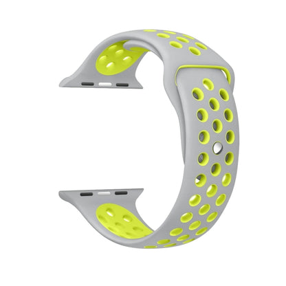 For Apple Watch Series 7 41mm / 6 & SE & 5 & 4 40mm / 3 & 2 & 1 38mm Fashionable Classical Silicone Sport Watch Band(Grey Yellow) by bashfashion