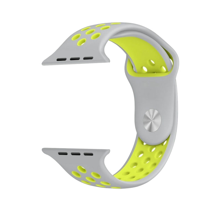 For Apple Watch Series 7 41mm / 6 & SE & 5 & 4 40mm / 3 & 2 & 1 38mm Fashionable Classical Silicone Sport Watch Band(Grey Yellow) by bashfashion