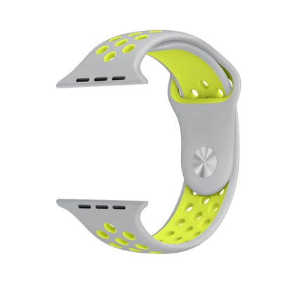 For Apple Watch Series 7 41mm / 6 & SE & 5 & 4 40mm / 3 & 2 & 1 38mm Fashionable Classical Silicone Sport Watch Band(Grey Yellow) by bashfashion
