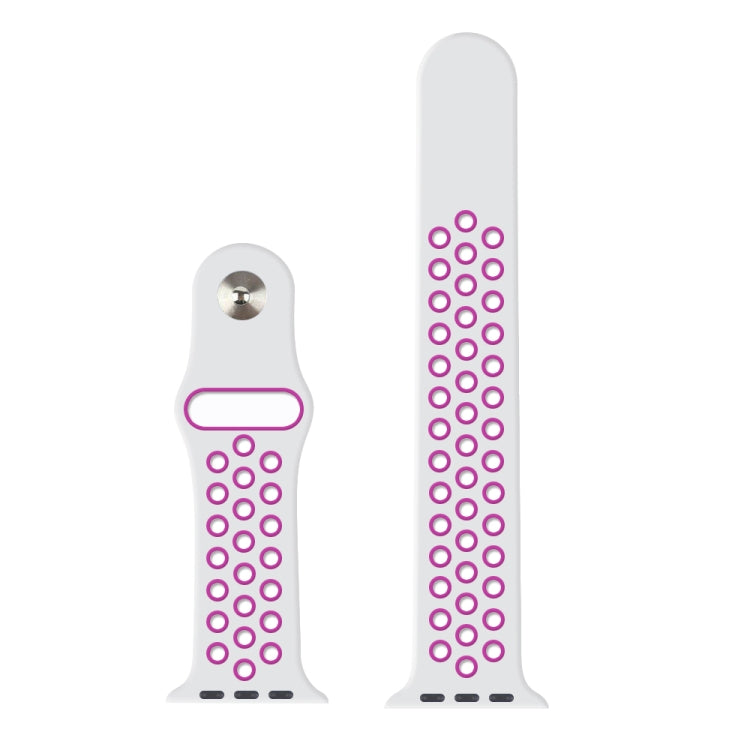 For Apple Watch Series 7 41mm / 6 & SE & 5 & 4 40mm / 3 & 2 & 1 38mm Fashionable Classical Silicone Sport Watch Band(White Purple) by bashfashion