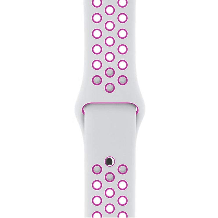 For Apple Watch Series 7 41mm / 6 & SE & 5 & 4 40mm / 3 & 2 & 1 38mm Fashionable Classical Silicone Sport Watch Band(White Purple) by bashfashion