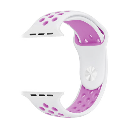 For Apple Watch Series 7 41mm / 6 & SE & 5 & 4 40mm / 3 & 2 & 1 38mm Fashionable Classical Silicone Sport Watch Band(White Purple) by bashfashion