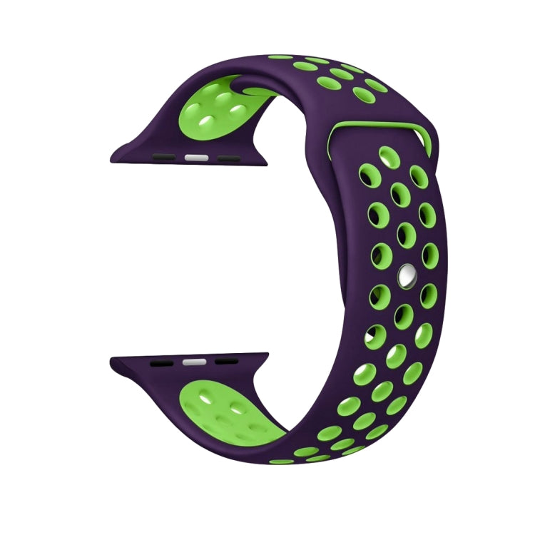 For Apple Watch Series 7 41mm / 6 & SE & 5 & 4 40mm / 3 & 2 & 1 38mm Fashionable Classical Silicone Sport Watch Band(Purple Green) by bashfashion