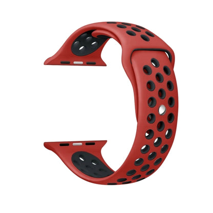 For Apple Watch Series 7 41mm / 6 & SE & 5 & 4 40mm / 3 & 2 & 1 38mm Fashionable Classical Silicone Sport Watch Band(Red Black) by bashfashion