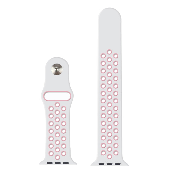 For Apple Watch Series 7 41mm / 6 & SE & 5 & 4 40mm / 3 & 2 & 1 38mm Fashionable Classical Silicone Sport Watch Band (White Pink) by bashfashion