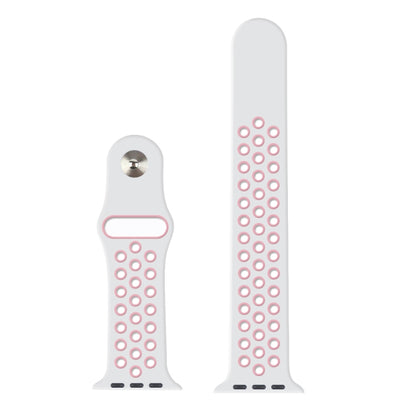 For Apple Watch Series 7 41mm / 6 & SE & 5 & 4 40mm / 3 & 2 & 1 38mm Fashionable Classical Silicone Sport Watch Band (White Pink) by bashfashion
