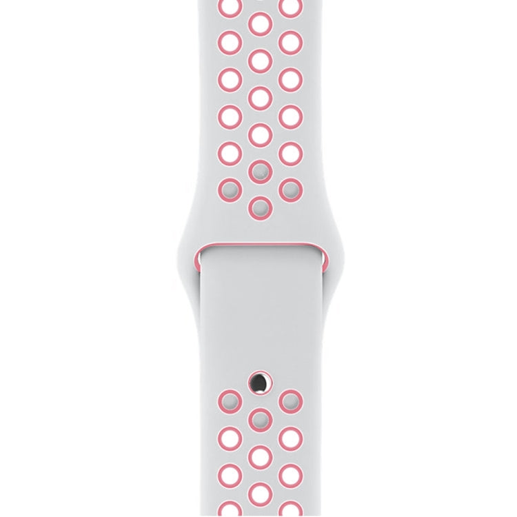 For Apple Watch Series 7 41mm / 6 & SE & 5 & 4 40mm / 3 & 2 & 1 38mm Fashionable Classical Silicone Sport Watch Band (White Pink) by bashfashion