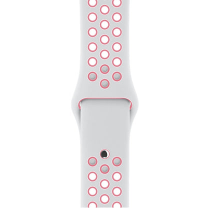 For Apple Watch Series 7 41mm / 6 & SE & 5 & 4 40mm / 3 & 2 & 1 38mm Fashionable Classical Silicone Sport Watch Band (White Pink) by bashfashion