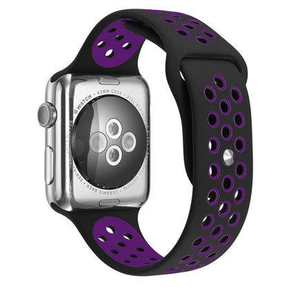 For Apple Watch Series 7 41mm / 6 & SE & 5 & 4 40mm / 3 & 2 & 1 38mm Fashionable Classical Silicone Sport Watch Band (Black Purple) by bashfashion