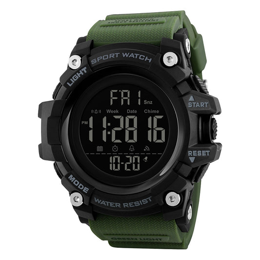 SKMEI 1384 Multifunctional Men Outdoor Fashion Noctilucent Waterproof LED Digital Watch (Army Green) by SKMEI
