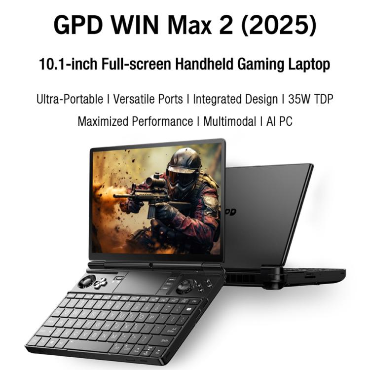 GPD WIN Max 2 2025 Handheld Gaming PC, 32GB+2TB, 10.1 inch Windows 11 Home AMD Ryzen AI 9 HX 370, US Plug by GPD
