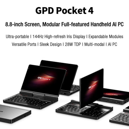 GPD Pocket 4 Handheld Gaming PC, 32GB+2TB, 8.8 inch Windows 11 Home AMD Ryzen AI 9 HX 370, UK Plug by GPD