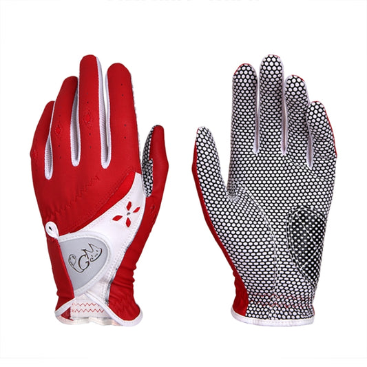 PGM One Pair Golf Non-Slip PU Leather Gloves for Women (Color:Red Size:20) by PGM