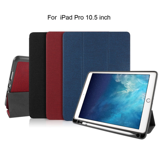 Mutural Exquisite Series Cloth Texture PU+TPU Leather Case for iPad Pro 10.5 inch, with 3-Fold Holder & Pen Slot & Sleep & Wake-up Function(Blue) by Mutural