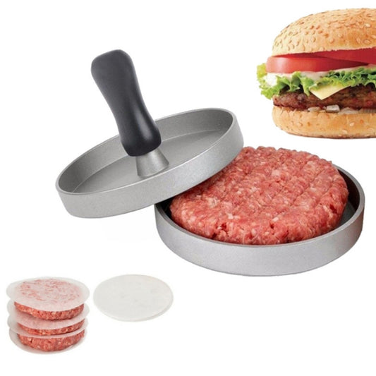 Household Food Grade Aluminum Alloy Kitchen Non-stick Coating Pressure Meat Patty Cake Hamburger Mold with 40 PCS Sided Silicone Papers by bashfashion